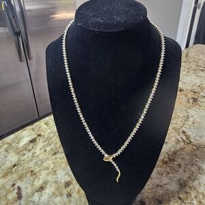 Elegant Gold Snake Pendant Tennis Necklace - Women Jewelry